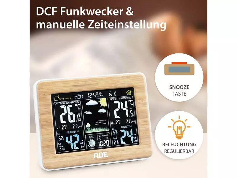 ADE Wetterstation WS1703 Bambus 6 ADE Wetterstation WS1703 Bambus – Bild 4